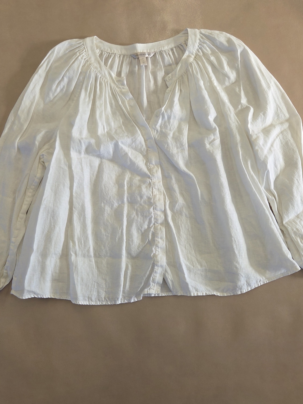 Banana Republic Cream Gathered Button-Front Blouse